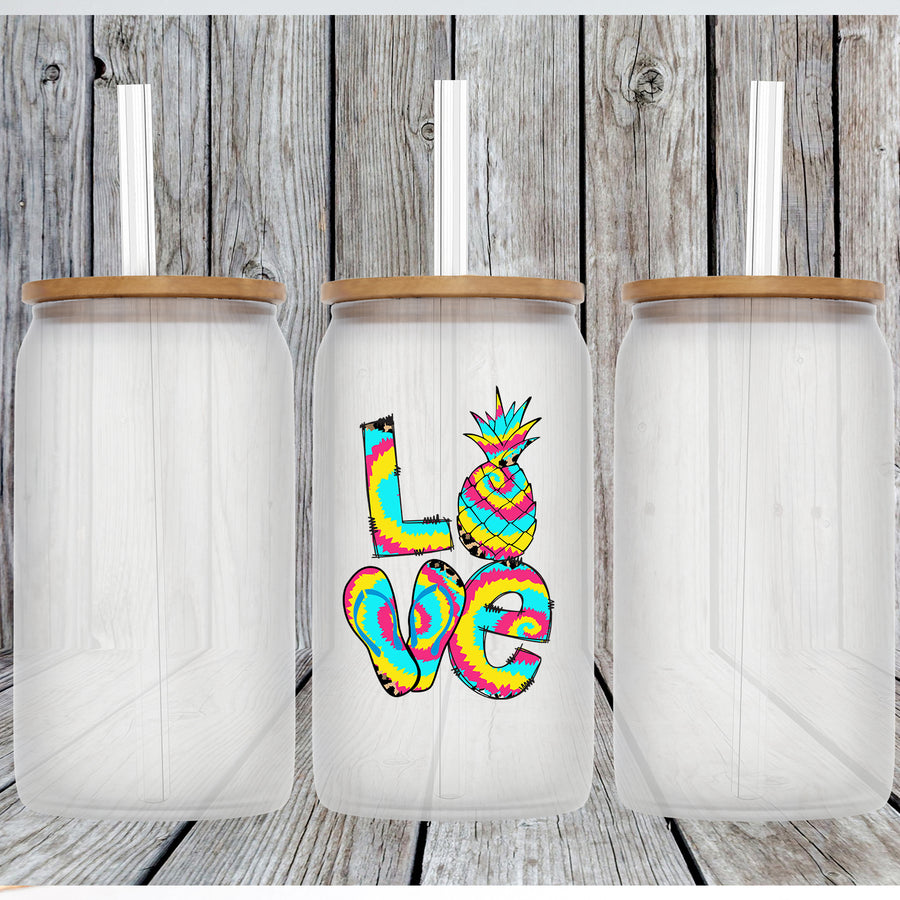 Love Summer Glass Can Tumbler
