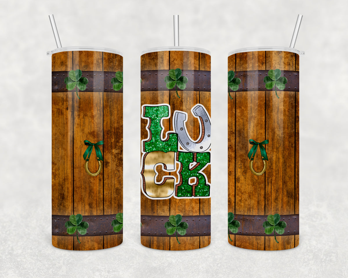 Luck Wooden Barrel 20oz Skinny Tumbler