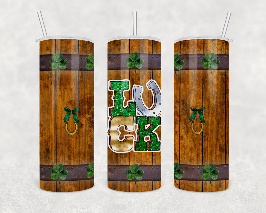 Luck Wooden Barrel 20oz Skinny Tumbler