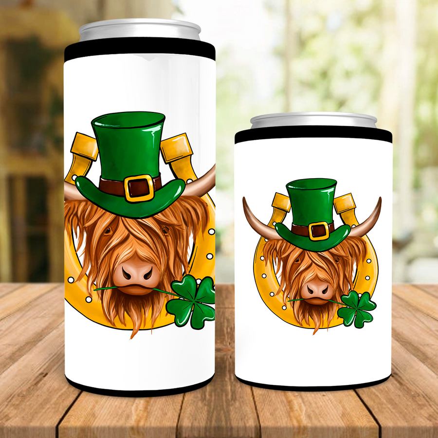 Lucky Highland Cow Can Cooler