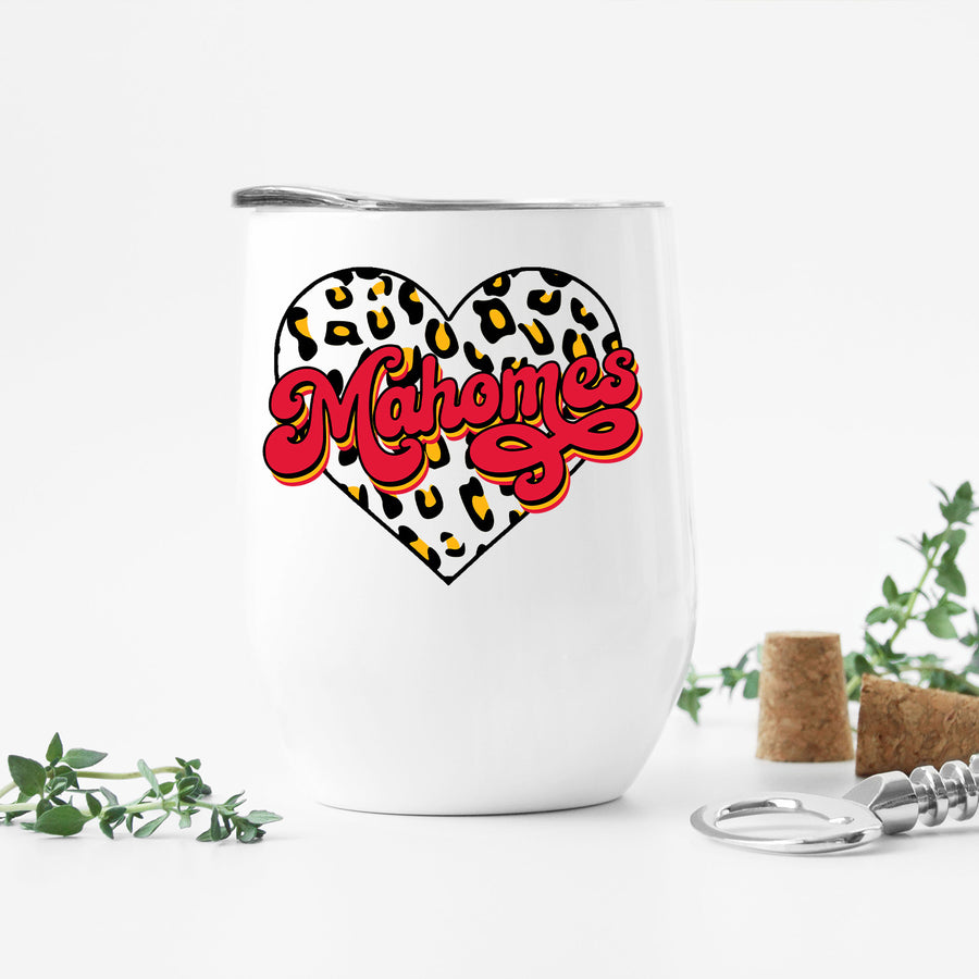 Mahomes Leopard Heart Wine Tumbler
