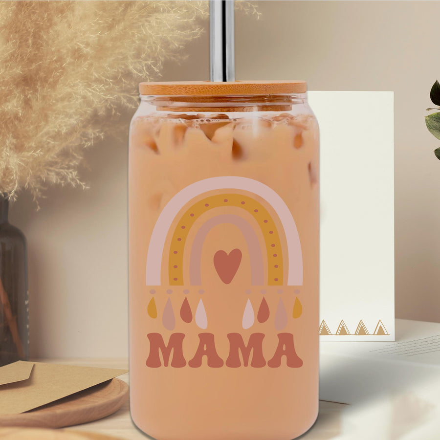 Mama Rainbow Glass Can Tumbler