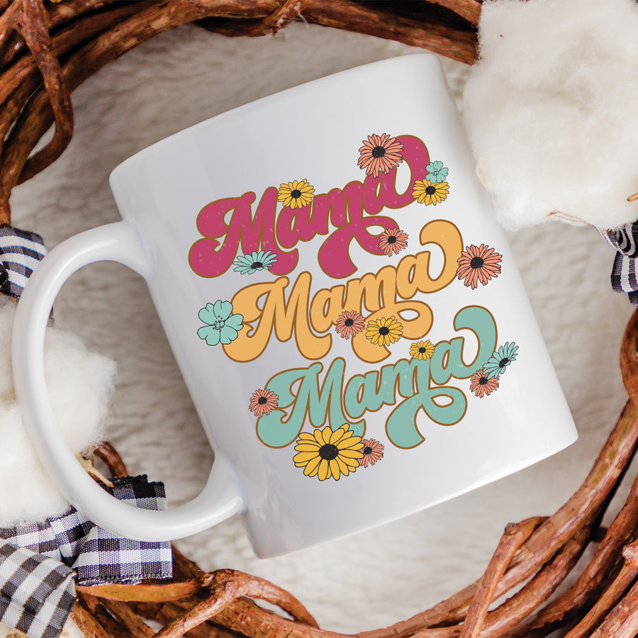 Mama Retro Flowers 15oz Mug
