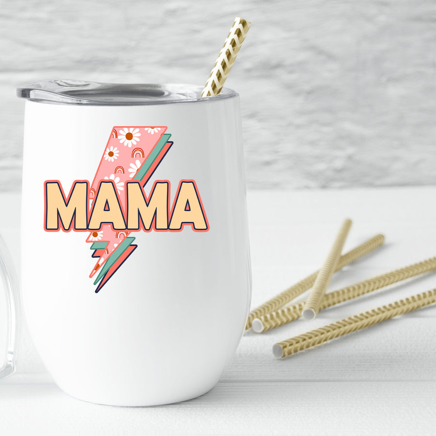 Mama Retro Lightening Bolt Wine Tumbler