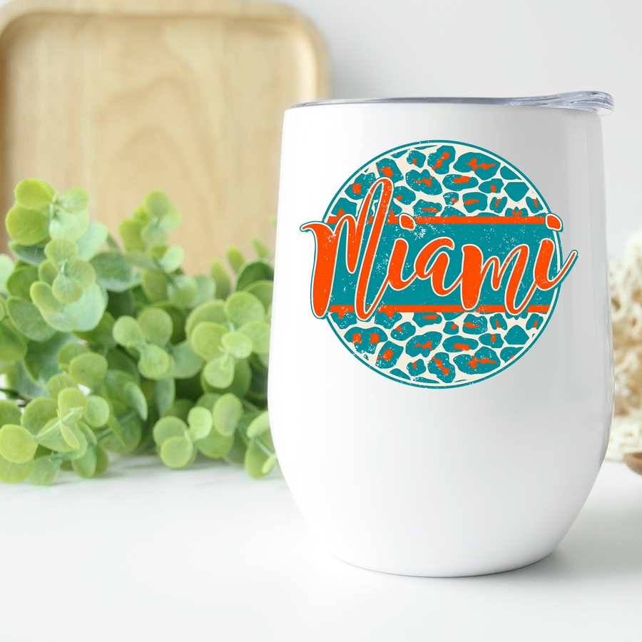 Miami Distressed Leopard Circle Wine Tumbler