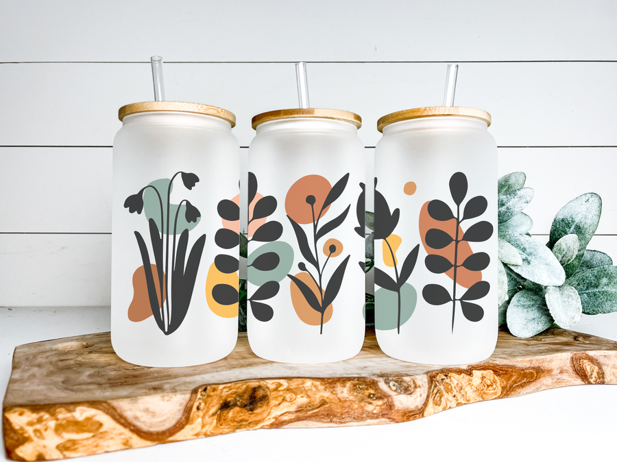 Modern Wildflowers Glass Can Tumbler
