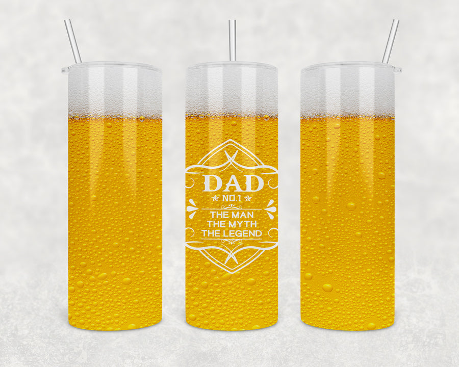 Number One Dad Beer 20oz Skinny Tumbler