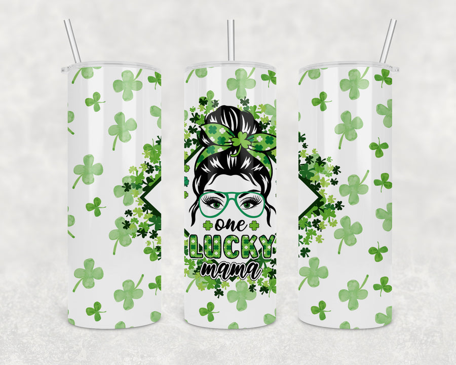 One Lucky Mama Clovers 20oz Skinny Tumbler