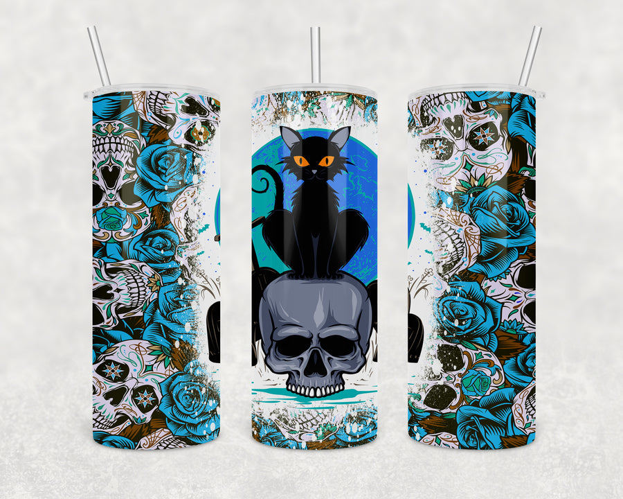 Cat and Skull 20oz Skinny Tumbler