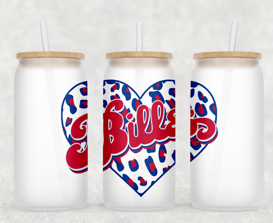 Bills Leopard Heart Glass Can Tumbler