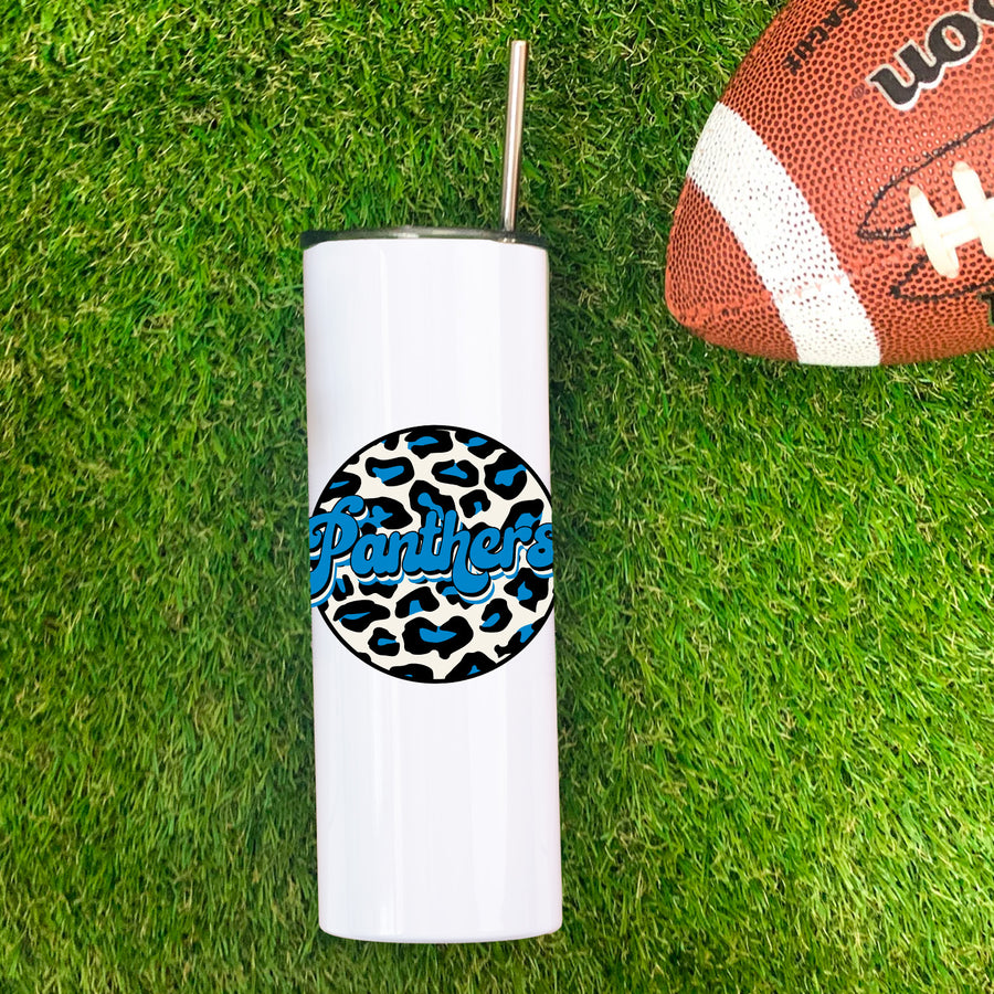 Panthers Leopard Circle Skinny Tumbler