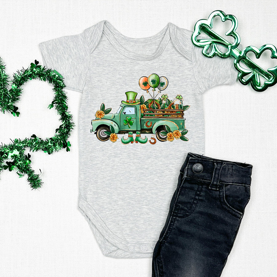 Patricks Day Glitter Truck Onesie