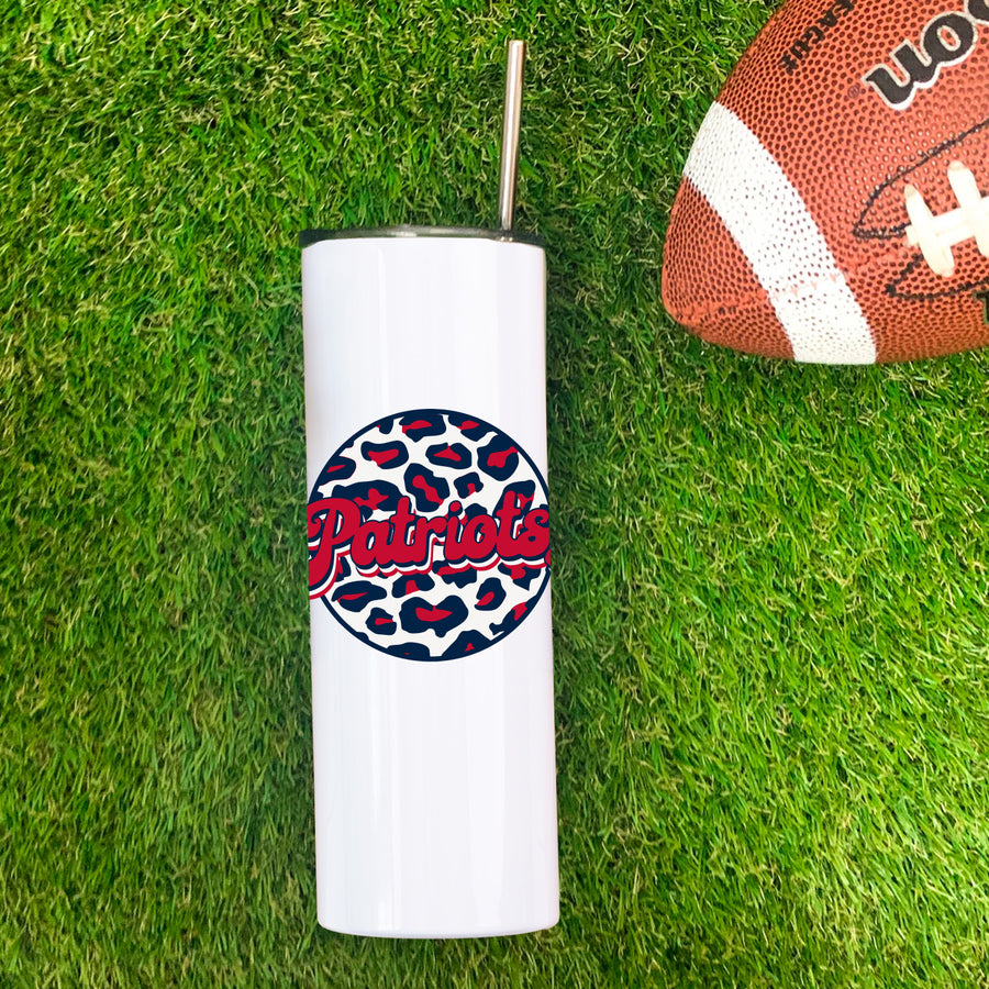Patriots Leopard Circle Skinny Tumbler