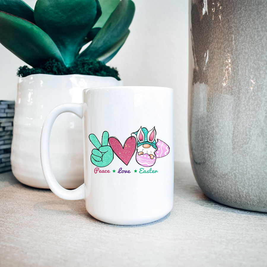Peace Love Easter Gnome 15oz Mug