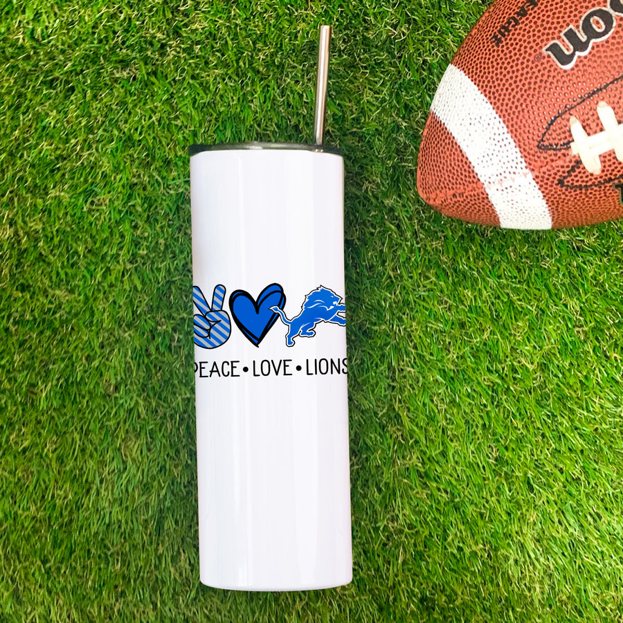 Peace Love Lions Skinny Tumbler