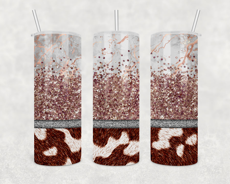 Pink Cowhide Skinny Tumbler