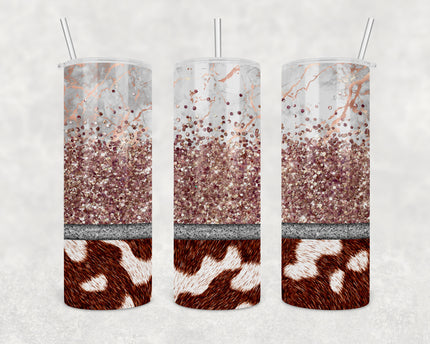 Pink Cowhide Skinny Tumbler