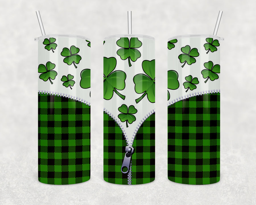 Plaid Zipped Clover 20oz Skinny Tumbler