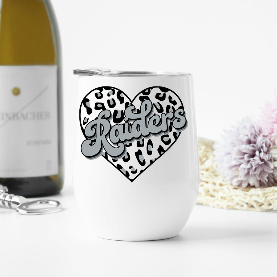 Raiders Leopard Heart Wine Tumbler