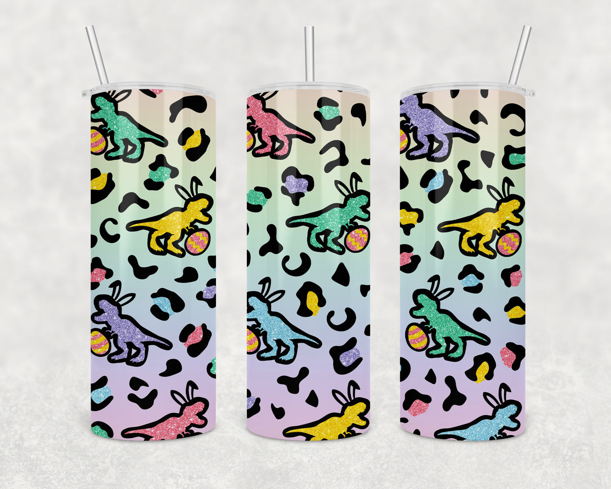Rainbow Dino Easter Bunny 20oz Skinny Tumbler