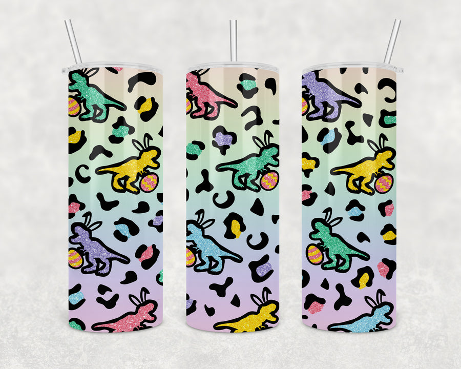 Rainbow Dino Easter Bunny 20oz Skinny Tumbler