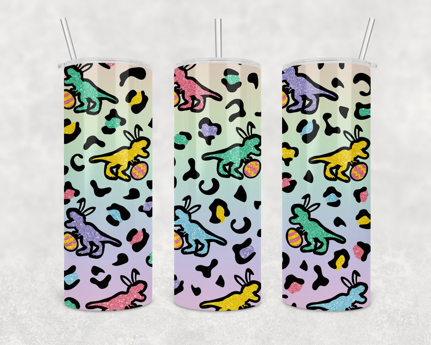 Rainbow Dino Easter Bunny 20oz Skinny Tumbler