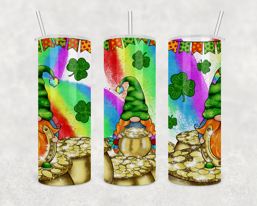 Rainbow St. Patricks Gnomes 20oz Skinny Tumbler