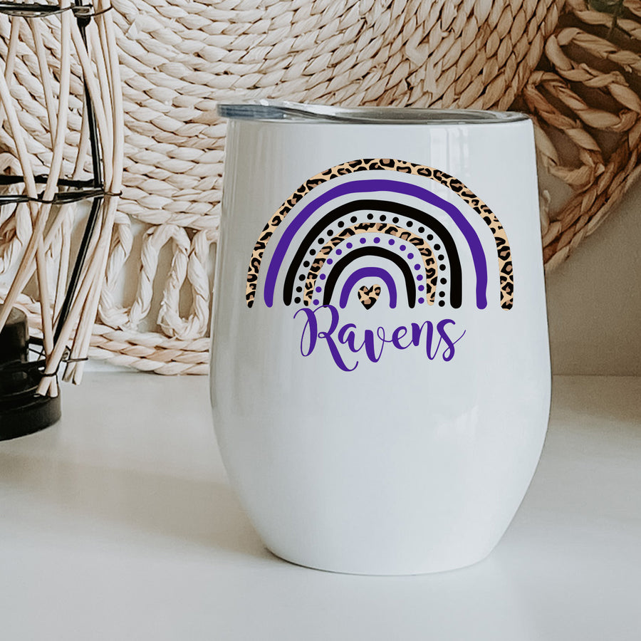 Ravens Leopard Rainbow Wine Tumbler