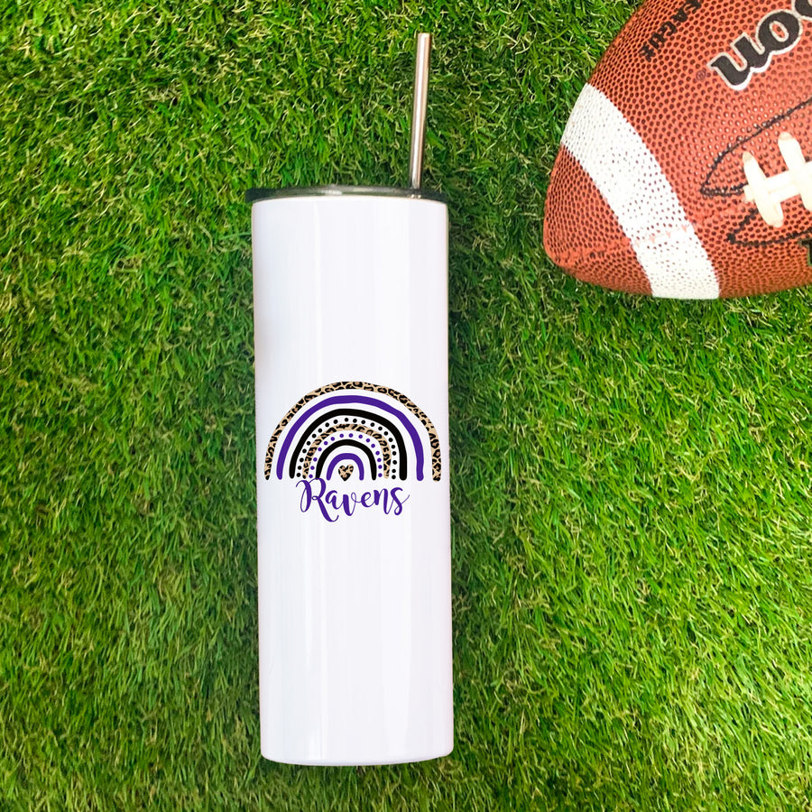 Ravens Leopard Rainbow Skinny Tumbler