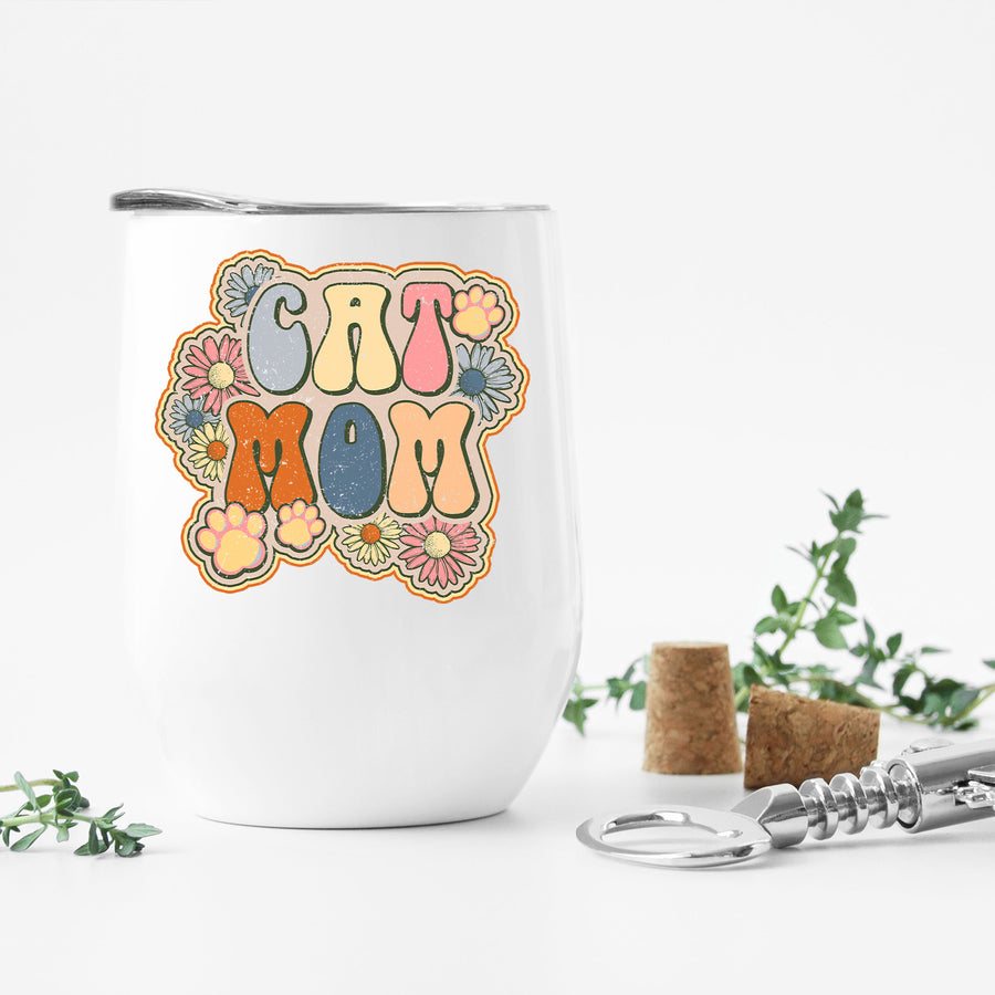 Retro Cat Mom Wine Tumbler