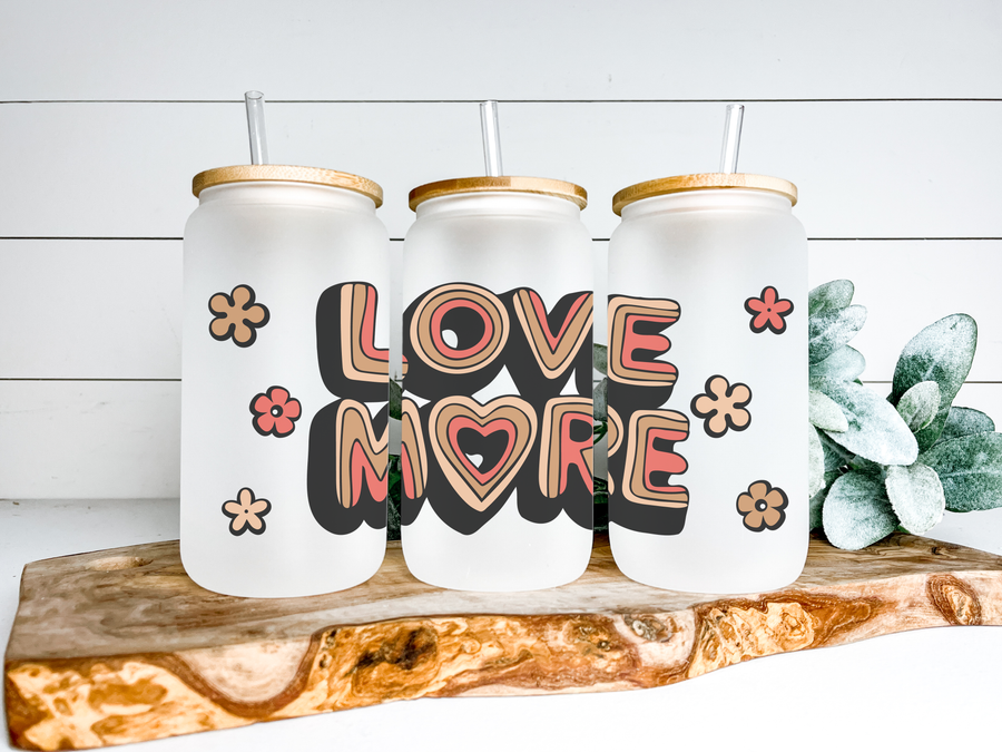 Retro Love More Glass Can Tumbler