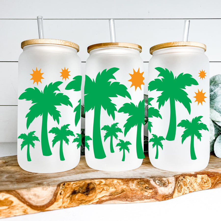 Retro Palm Glass Can Tumbler