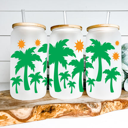 Retro Palm Glass Can Tumbler