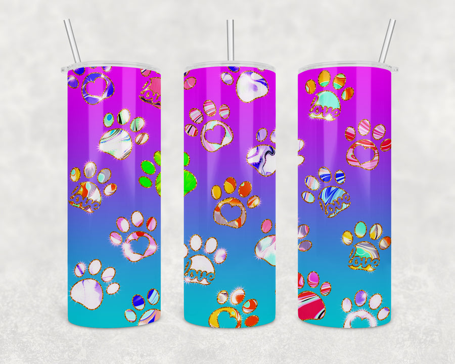 Retro Paws Skinny Tumbler