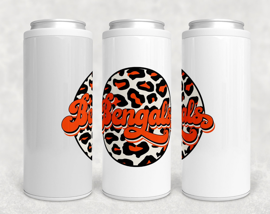Bengals Leopard Circle Skinny Can Cooler