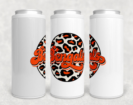 Bengals Leopard Circle Skinny Can Cooler