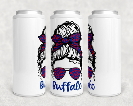 Buffalo Messy Bun Skinny Can Cooler - Leopard