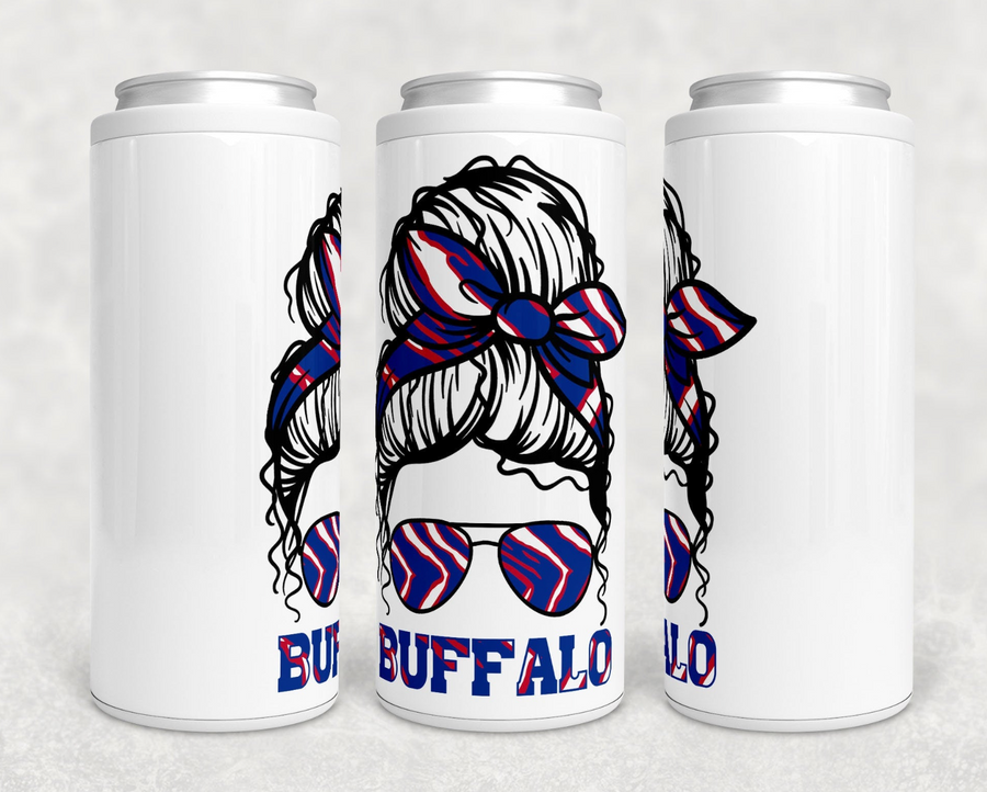 Buffalo Messy Bun Skinny Can Cooler - Zubaz