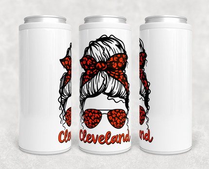 Cleveland Messy Bun Skinny Can Cooler - Browns