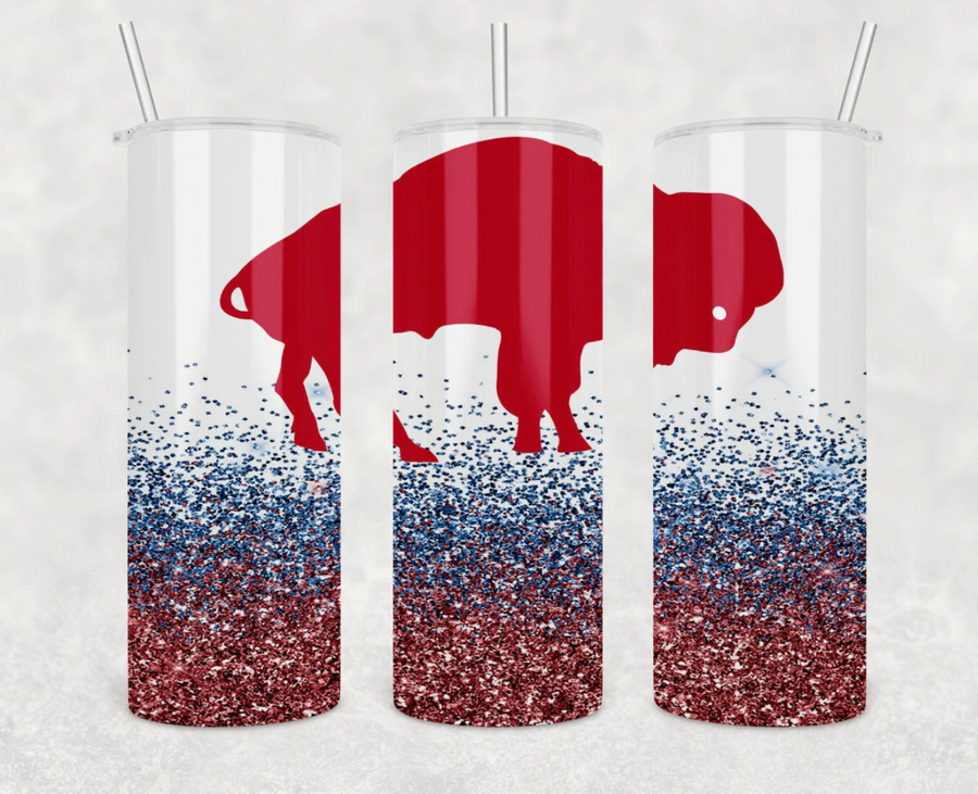 Buffalo Glitter Print 20 oz Skinny Tumbler