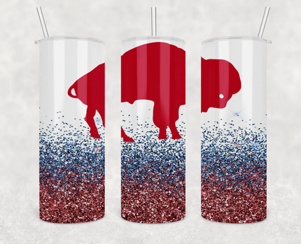 Buffalo Glitter Print 20 oz Skinny Tumbler