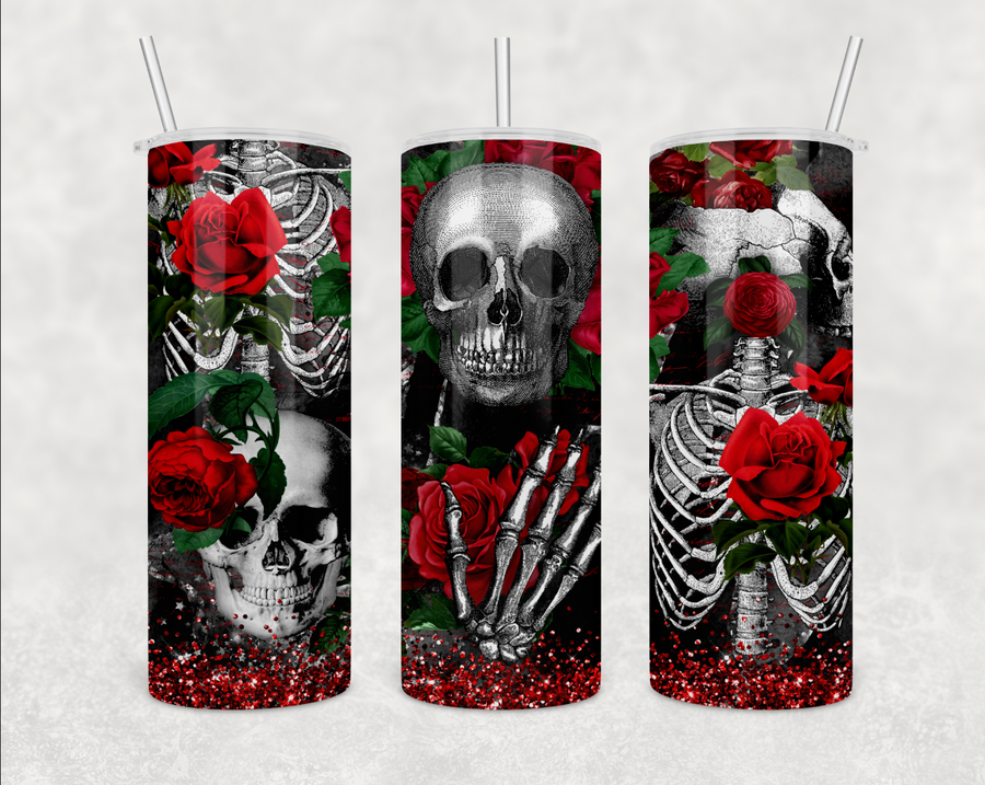 Skulls and Roses 20oz Skinny Tumbler