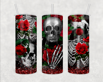 Skulls and Roses 20oz Skinny Tumbler