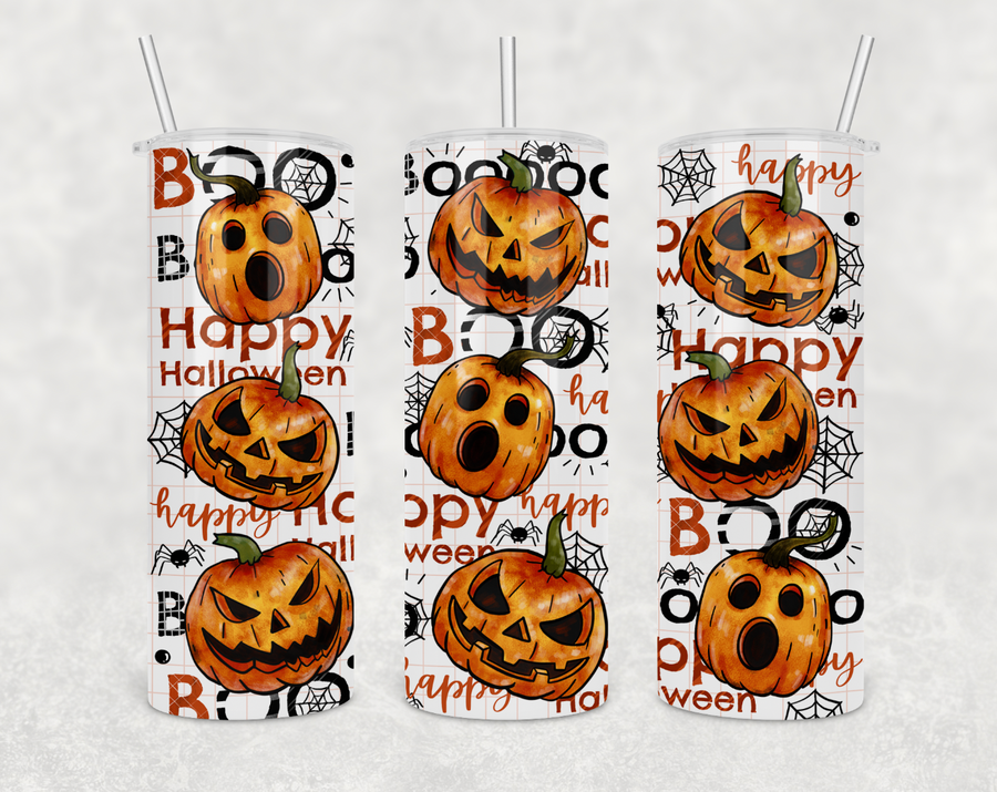Happy Halloween Pumpkins 20oz Skinny Tumbler