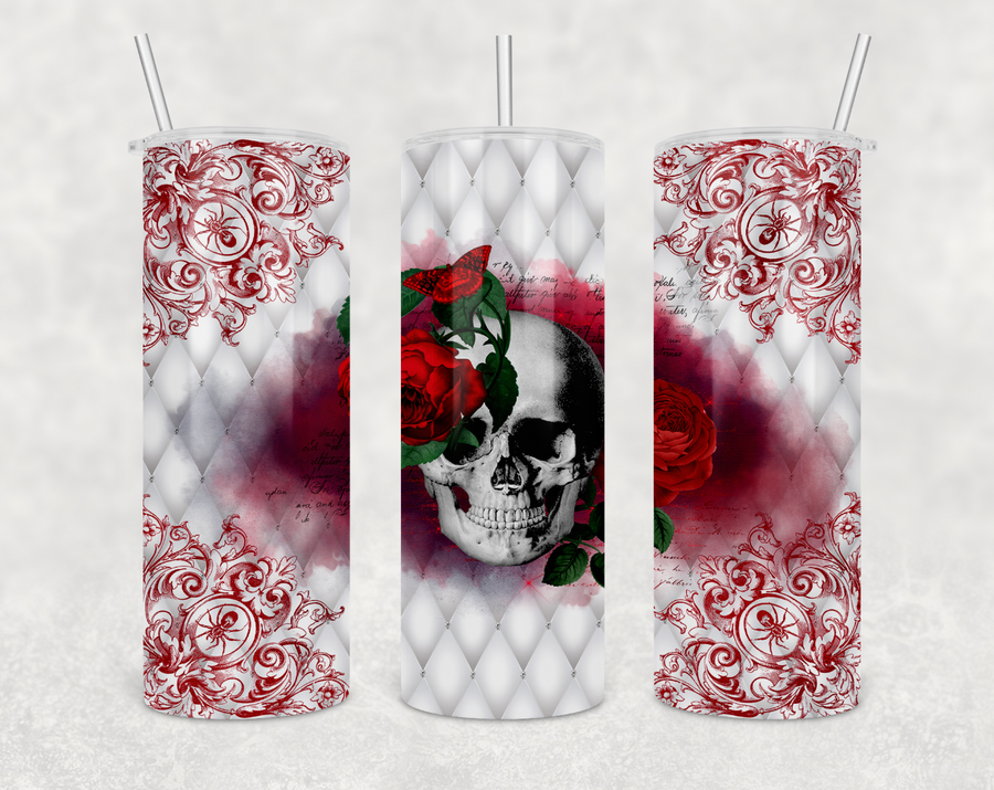 Red Skull and Lace 20oz Skinny Tumbler