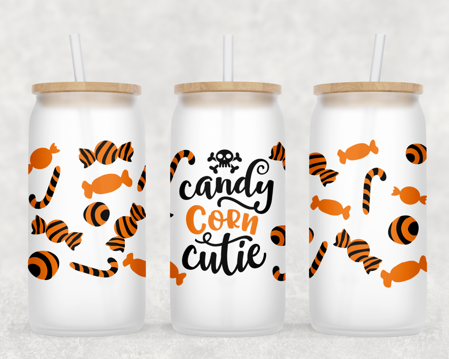 Candy Corn Cutie Glass Can Tumbler