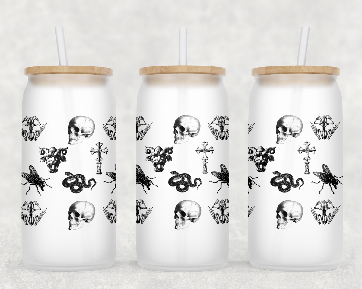 Halloween Skull Glass Can Tumbler