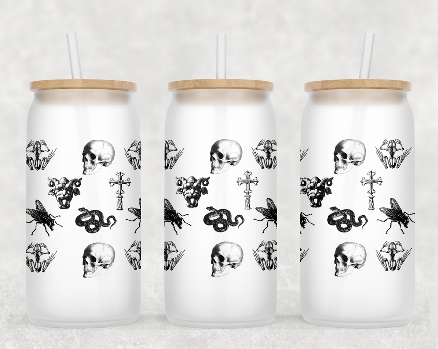 Halloween Skull Glass Can Tumbler