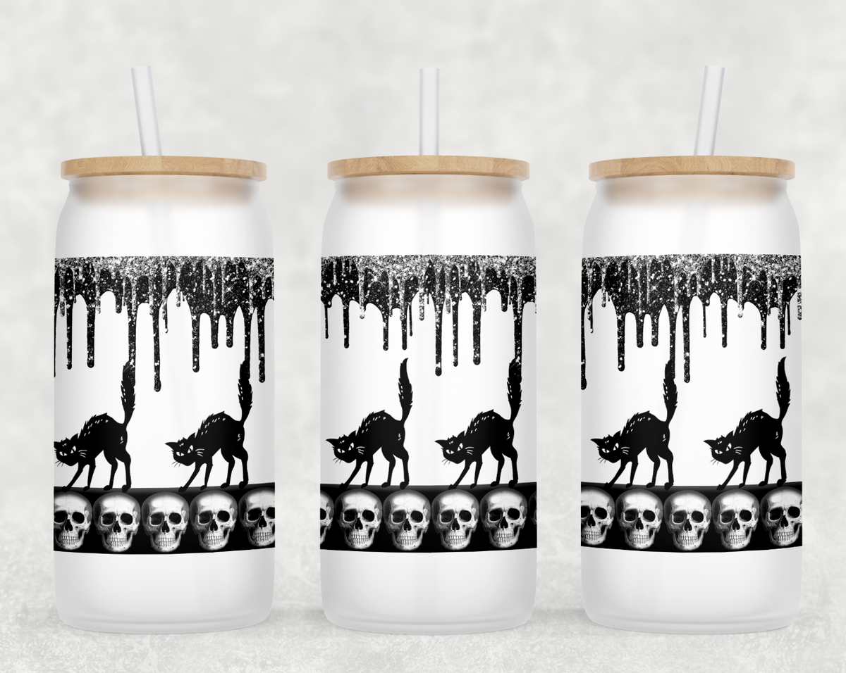 Glitter Halloween Glass Can Tumbler