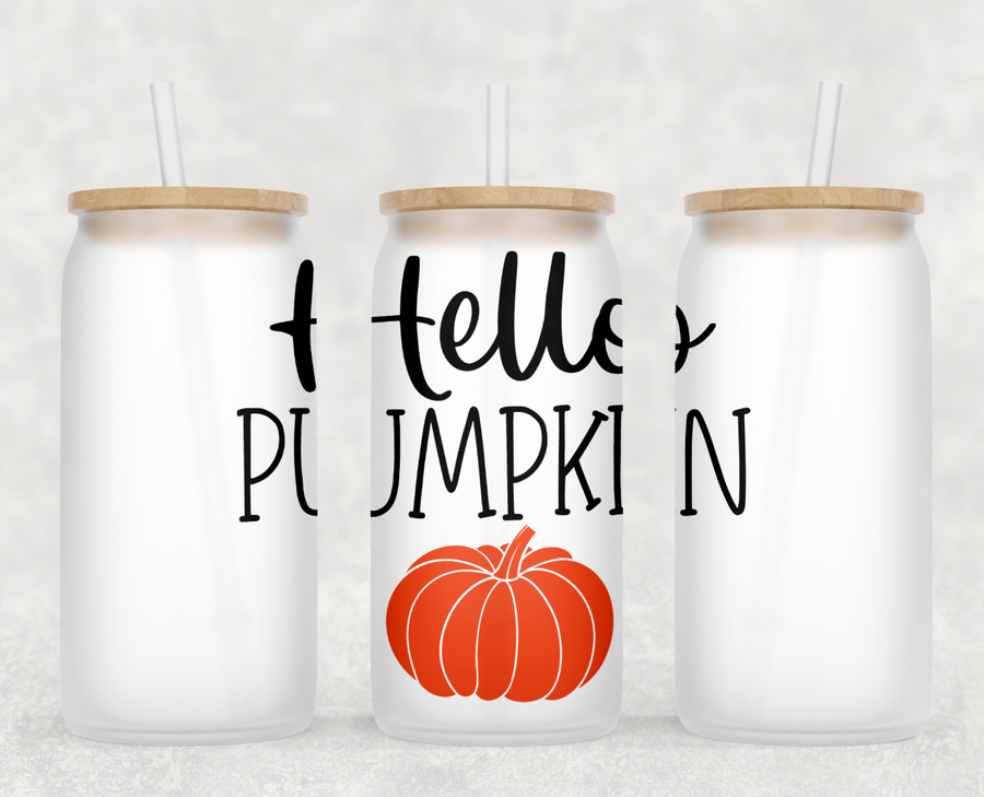 Hello Pumpkin Glass Can Tumbler